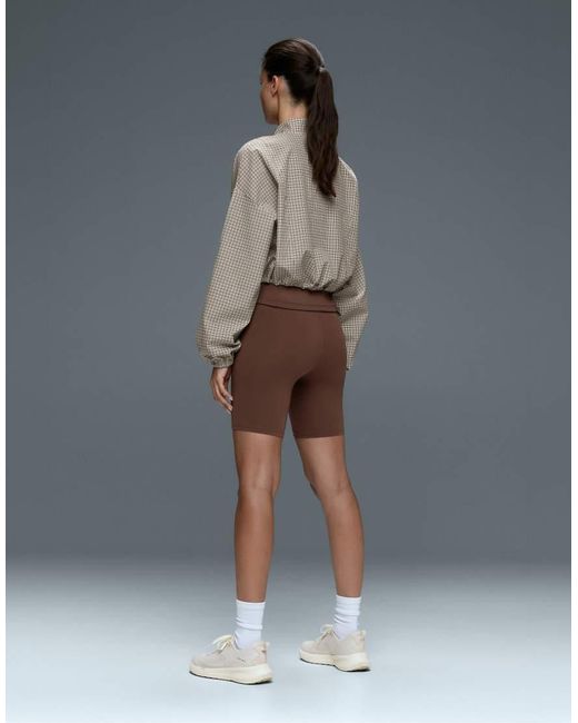 Oysho Gray Check Print Double-Layer Technical Jacket