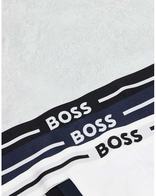 Boss White Bold 3 Pack Logo Waistband Jockstraps for men