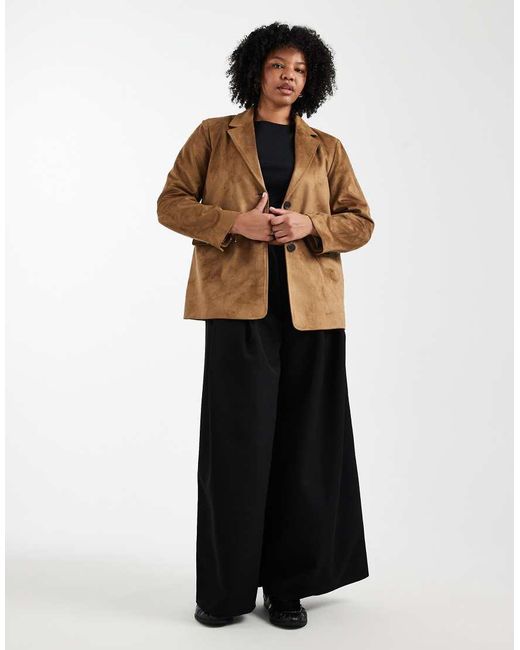 ONLY Brown Faux Suede Blazer