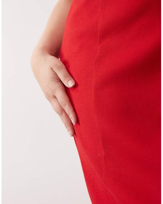 ASOS Red Asos Design Curve Scoop Front Racer Seam Detail Midi Dress