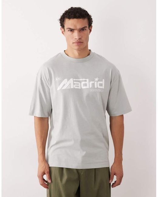 ASOS Gray Oversized T-Shirt With City Graphic for men