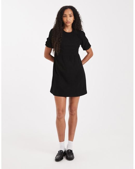 Threadbare Black Cord Short Sleeve Mini Dress