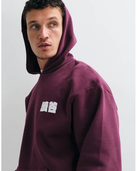 ASOS Purple Oversized Hoodie With Logo Puff Print for men