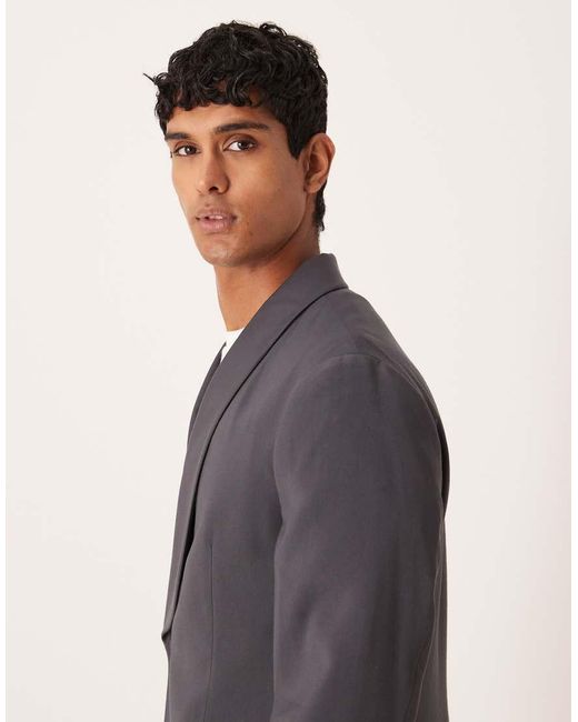 ASOS Gray Double-breasted Regular Wrap Tuxedo Jacket for men
