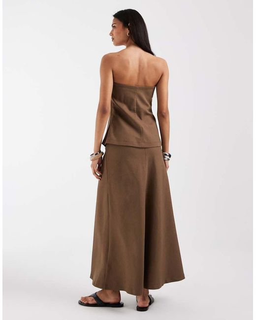 BRONZE SNAKE Brown Riley Off Shoulder Maxi Dress
