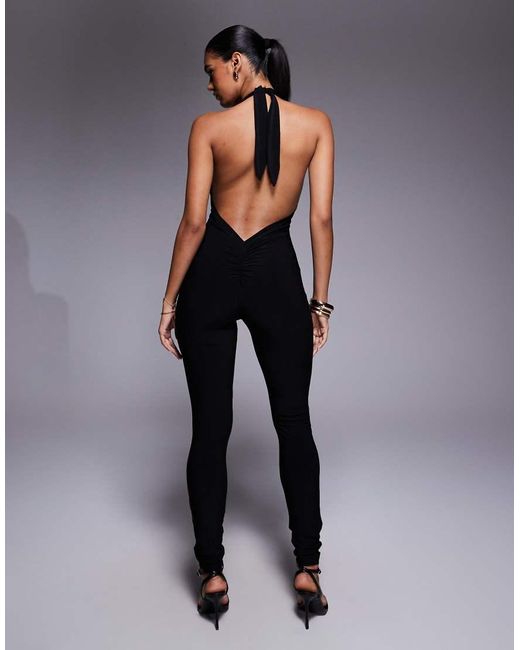 I.AM.GIA Blue Natalia Super Soft Slinky Deep Plunge Twist Detail Catsuit