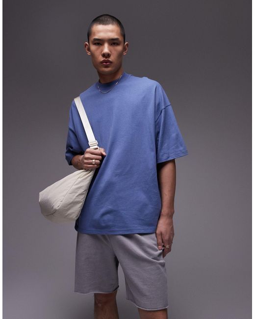 T-shirt super oversize di Topman in Blue da Uomo
