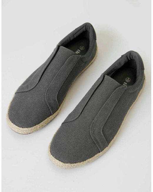 Threadbare Gray Cotton Canvas Slip On Espadrilles for men