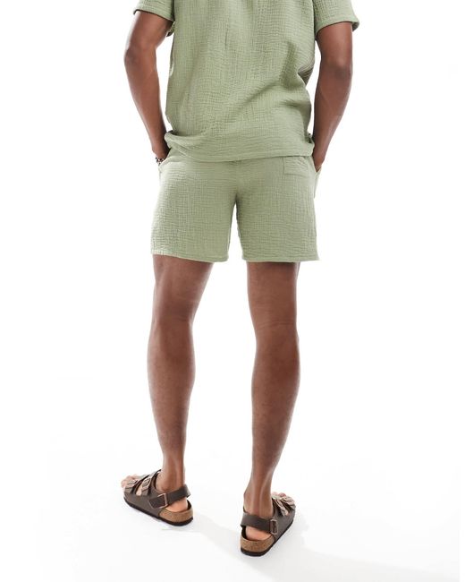 New Look – zweilagige shorts in Green für Herren