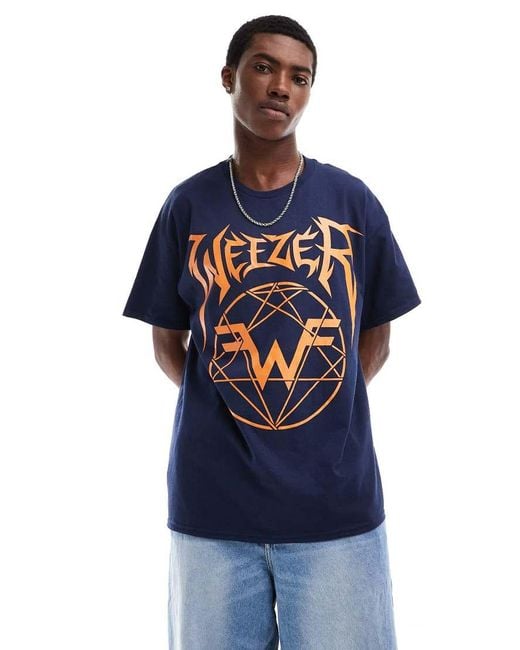 Basic Pleasure Mode Blue Weezer License T-Shirt for men
