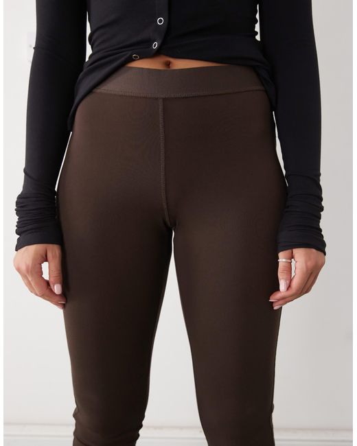Monki Brown Fitted Split Hem Flared Trousers