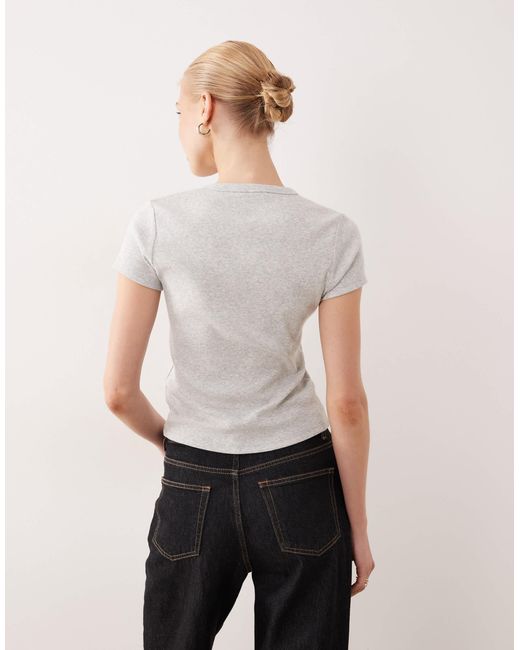 Abercrombie & Fitch Gray – geripptes henley-t-shirt