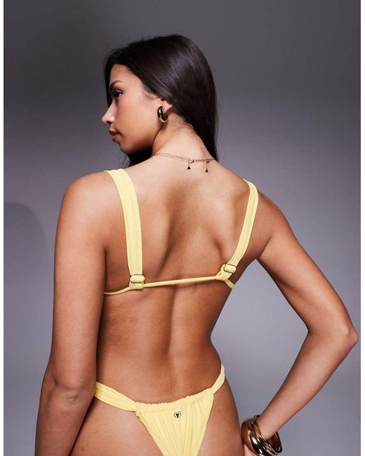 Candypants Brown Ruched Triangle Bikini Top