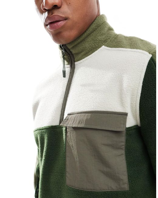 Sweat oversize color block en polaire à col zippé - foncé ASOS pour homme en coloris Green