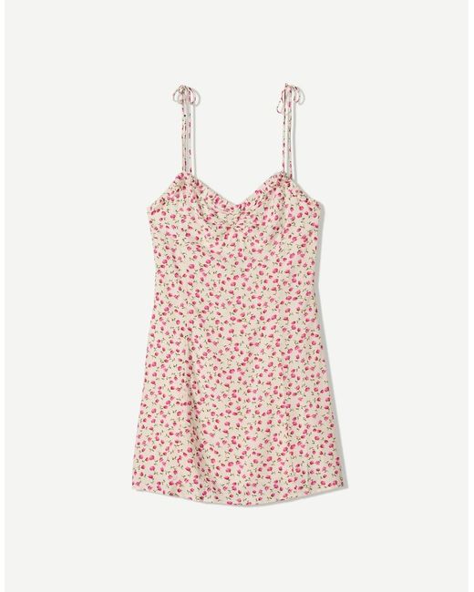 Bershka Mini-Jurk Met Bandjes En Print in het Pink