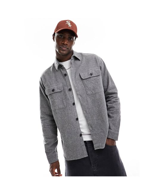 SELECTED Gray Twill Overshirt for men