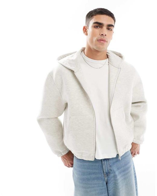 Sudadera Extragrande Con Capucha De Tejido Efecto Neopreno De ASOS de hombre de color White