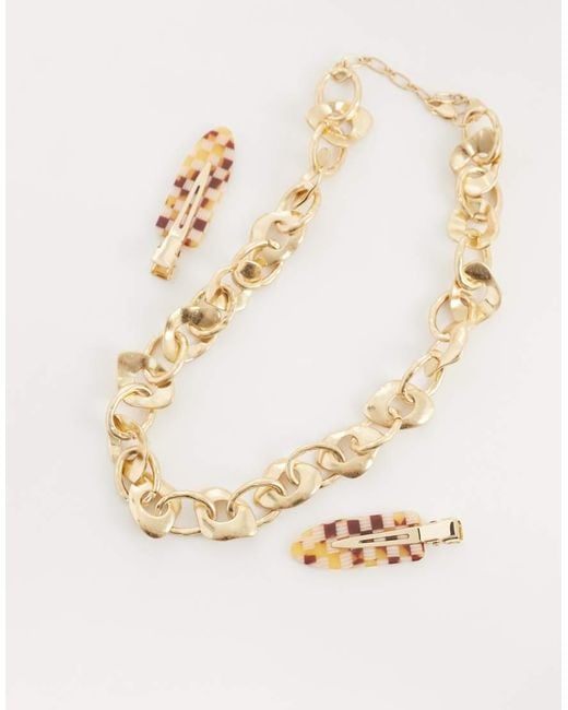 ASOS Metallic Necklace With Chunky Molten Chain Links