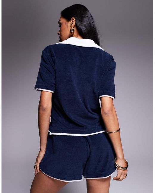 River Island Blue – shorts aus frottee