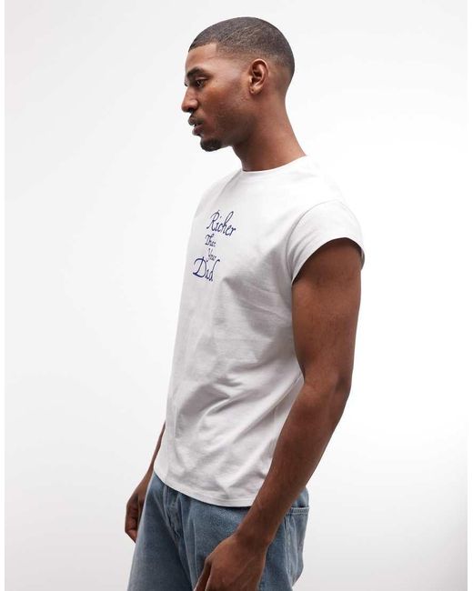 ASOS Brown Capped Sleeve T-shirt With Text Graphic for men