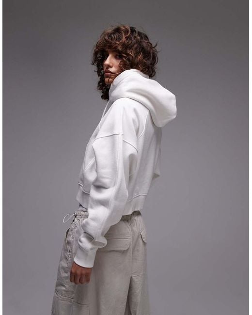 Felpa Con Cappuccio Squadrata Con Chiusura Con Zip Bianca di Tommy Hilfiger in Gray