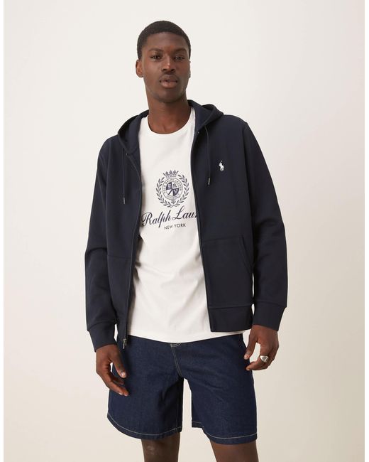Polo Ralph Lauren – kapuzenpullover aus doppelstrick in Blue für Herren