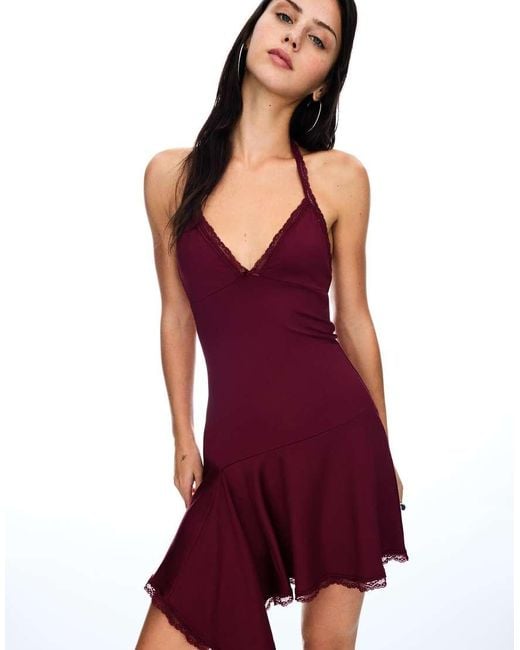 Bershka Red Strappy Lace Mini Dress