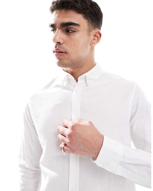 Camicia A Maniche Lunghe Bianca di JJ Rebel in White da Uomo
