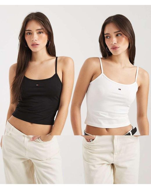 Tommy Hilfiger White Essential Cotton 2 Pack Strappy Vest