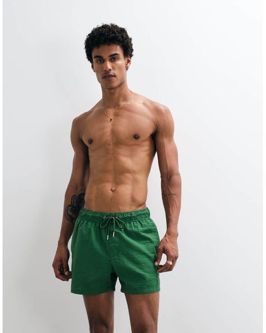 ASOS Green Seersucker Swim Shorts for men