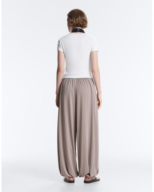 Oysho White Modal-blend Pinstripe joggers