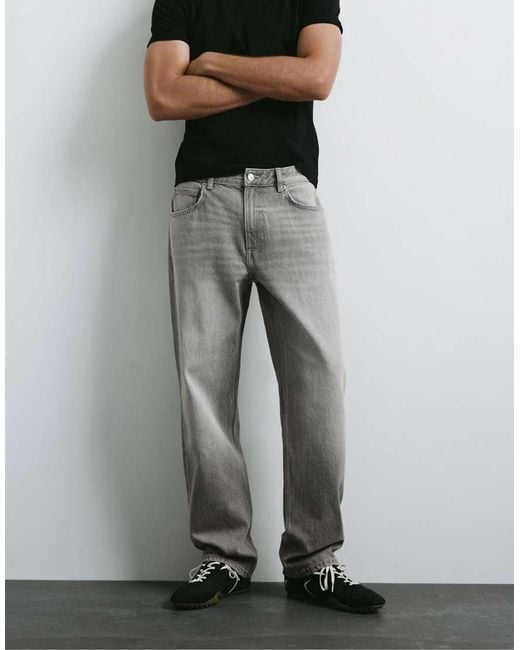 Pull&Bear Gray Straight-Leg Jeans for men