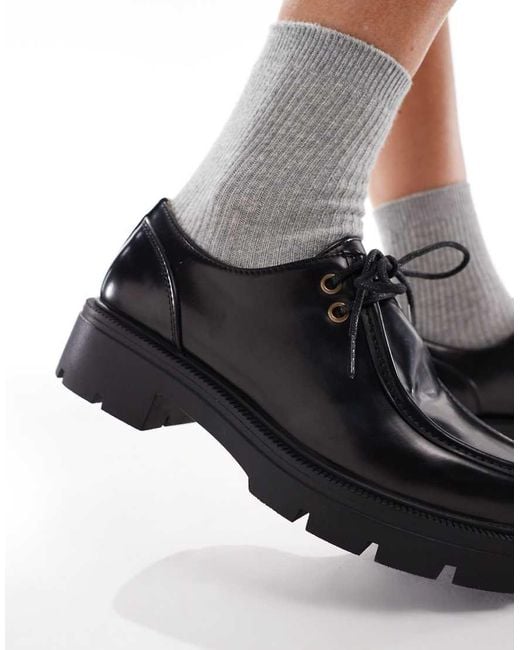 Zapatos Negros Con Suela Gruesa Y Cordones Alfa De SEQWL de color Black