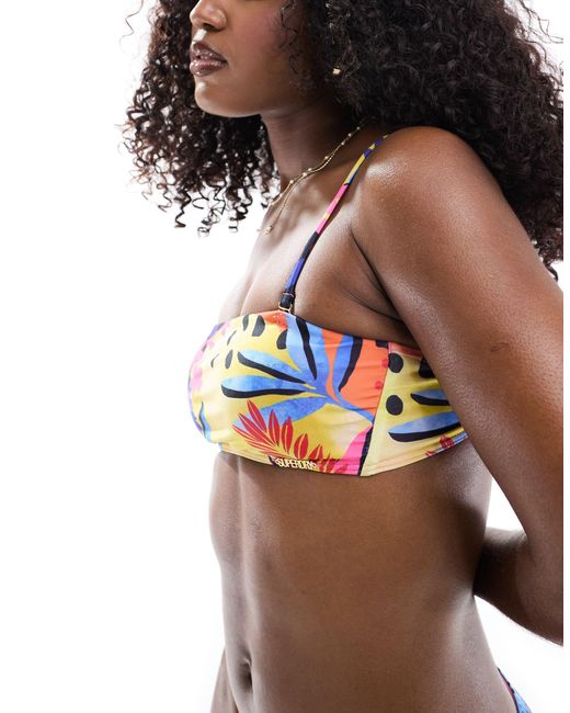 Superdry Brown – tropical – trägerloses bikinioberteil