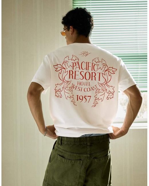 Bershka Green Relaxed Fit Print T-Shirt for men