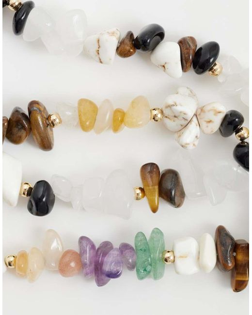 ASOS Blue Mixed Semi-precious Chipping Stone Necklace for men