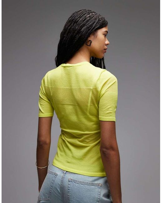 & Other Stories Yellow Crew Neck Thin Knitted T-shirt