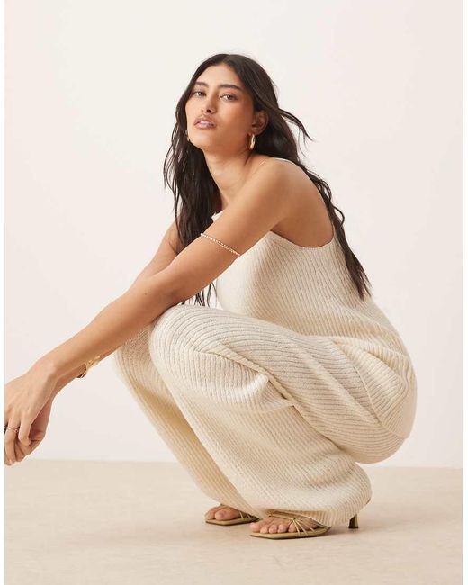 ASOS Gebreide Broek Met Wijde Pijpen in het Natural