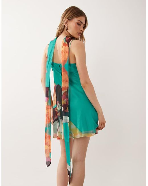 ASOS Blue Cami Mini Dress With Scarf