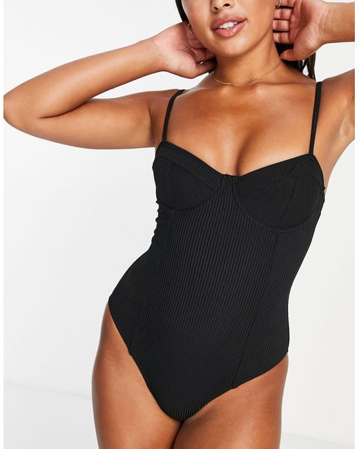 Black cupped swimsuit best sale
