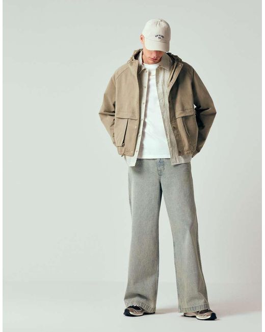 ASOS Recht Oversized Windjack in het Natural voor heren