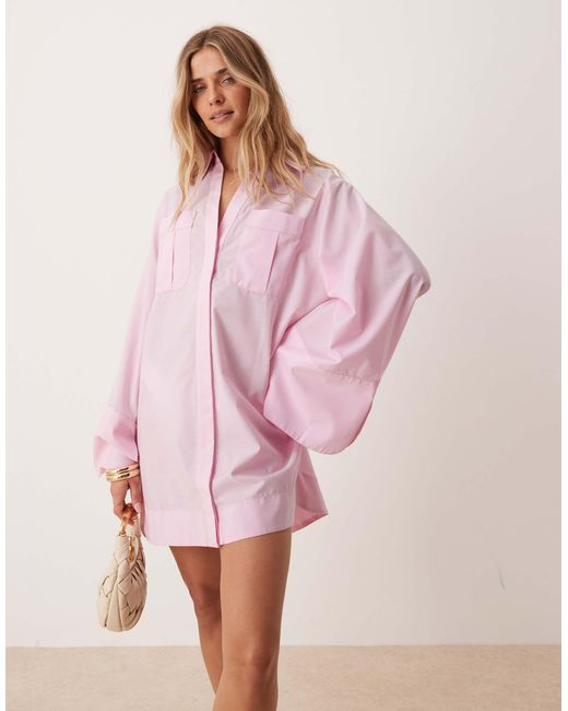 ASOS Pink – kurzes hemdblusenkleid