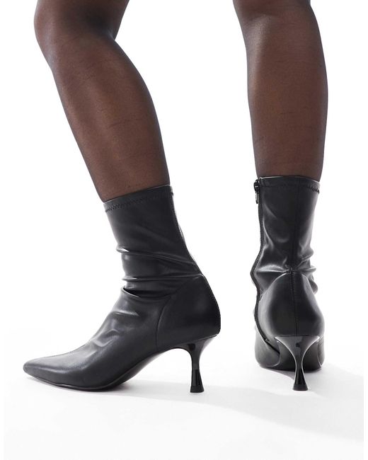 ASOS White Ryder Kitten Heel Sock Boots