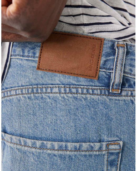 Mango Blue Relaxed Fit Denim Shorts for men