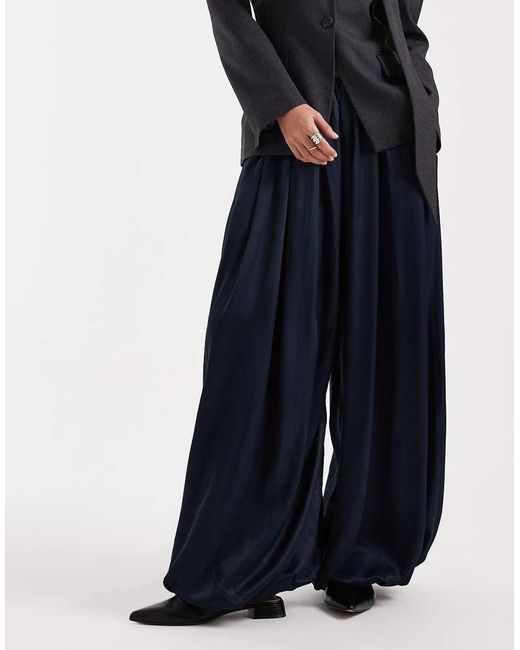 ASOS Blue Satin Bubble Hem Trouser