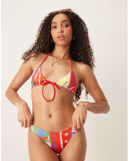 ASOS Orange – trinny – knappe bikinihose mit paradiso-muster