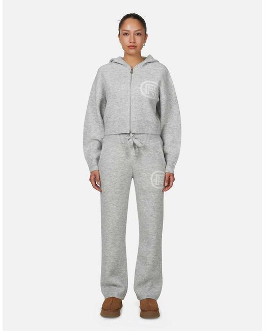 Good For Nothing Gray Knitted Crop Zip Hoodie