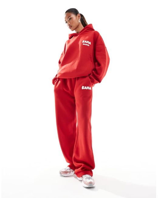 Kaiia Red Wide Leg joggers Co-ord