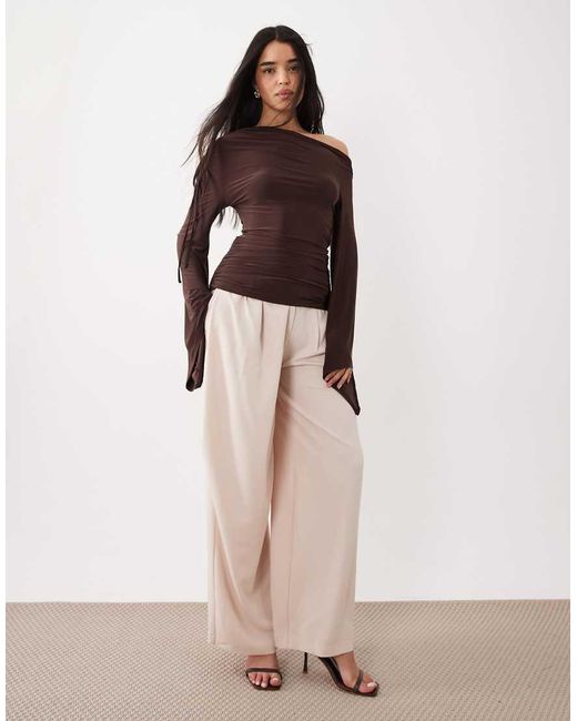 ASOS Purple Cinched Waist Asymmetrical Angel Sleeve Top