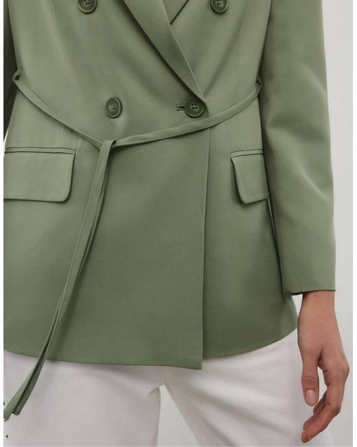 Stradivarius Green Belted Blazer